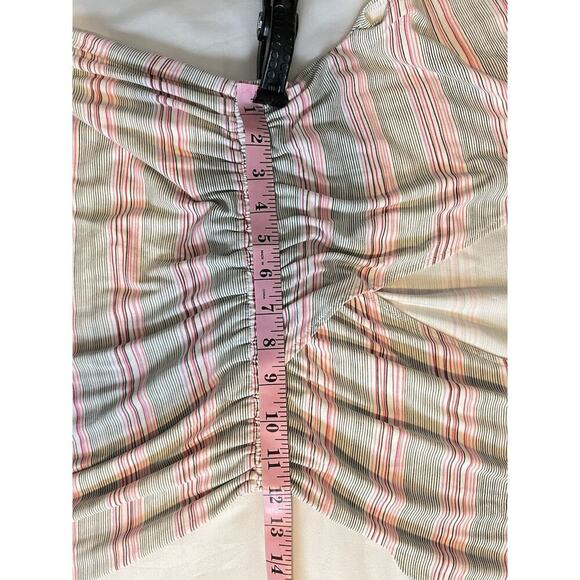 Carve Designs Dress Pink Gray Striped Knit Short Sleeve Sz S Babydoll Y2K V-neck - Picture 8 of 9